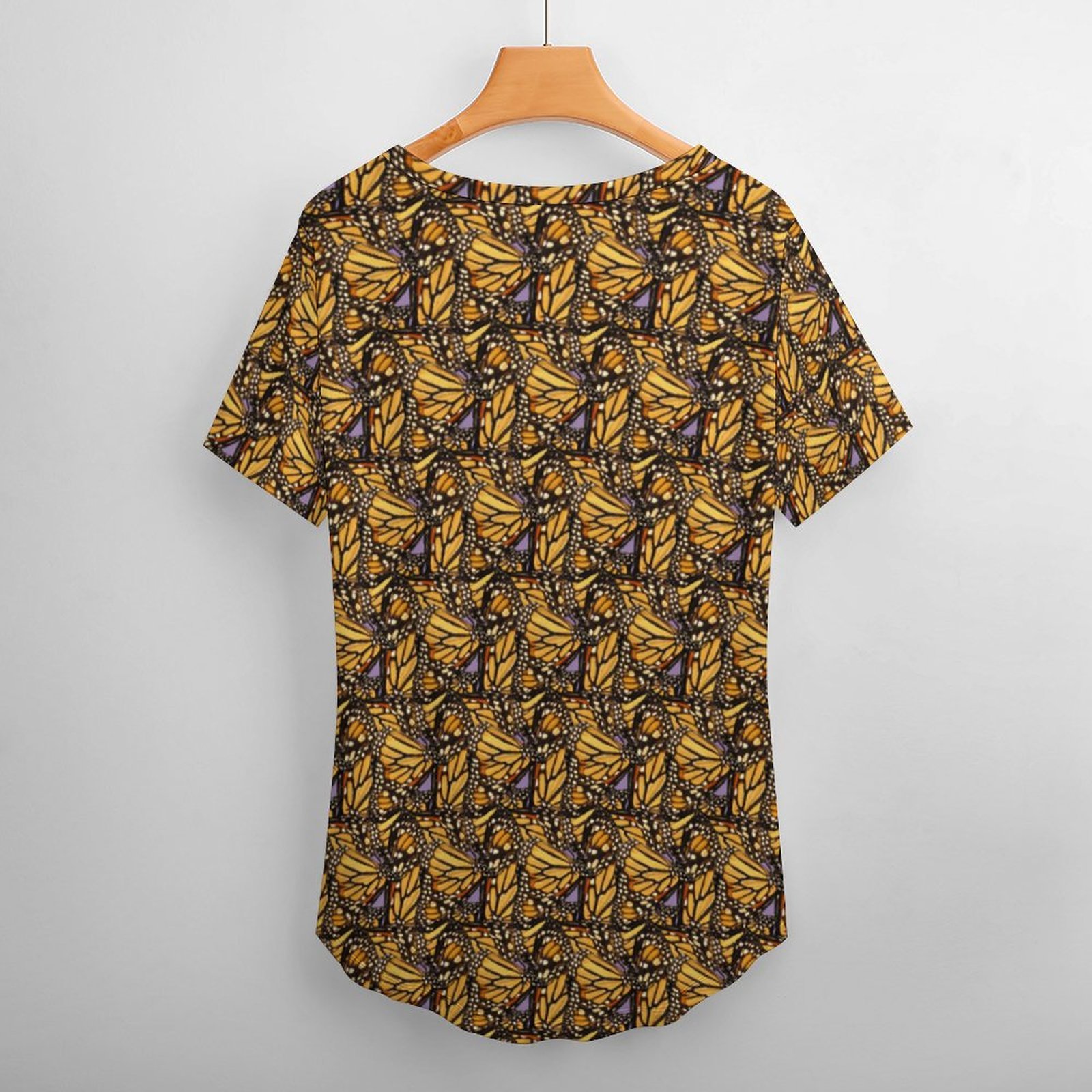 Monarch Butterfly Animal Abstract Womens Summer Casual T Shirts Boho Full Print Short Sleeve Loose Hippie Tunic Tops-Charlylifestyle