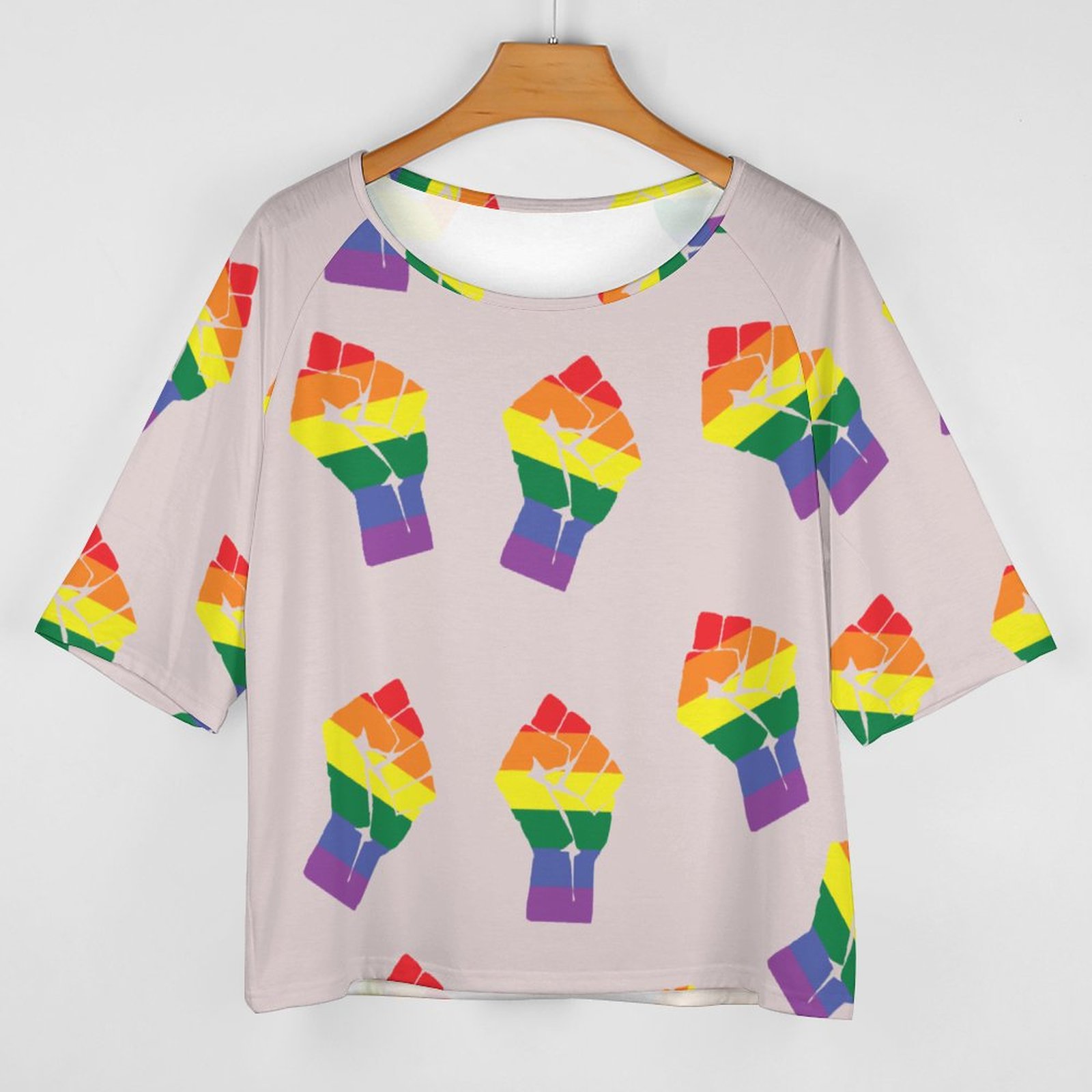 Summer Lgbt Gay Pride Colors Resist O Neck Batwing Half Sleeve Shirts Women Loose Blouse Print Tops-Charlylifestyle