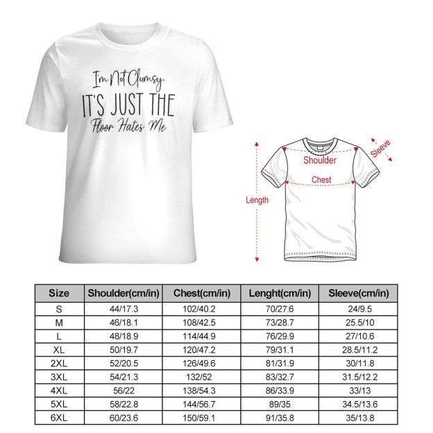 Charlylifestyle Unisex Casual I'm Not Clumsy It's Just The Floor Hates Me T-Shirt-Charlylifestyle