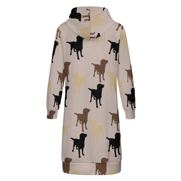 Labrador Retriever Dog Silhouette Zip Up Long Hoodie Jacket Women Tunic Sweatshirt Plus Size Open Front Cardigan Outfits