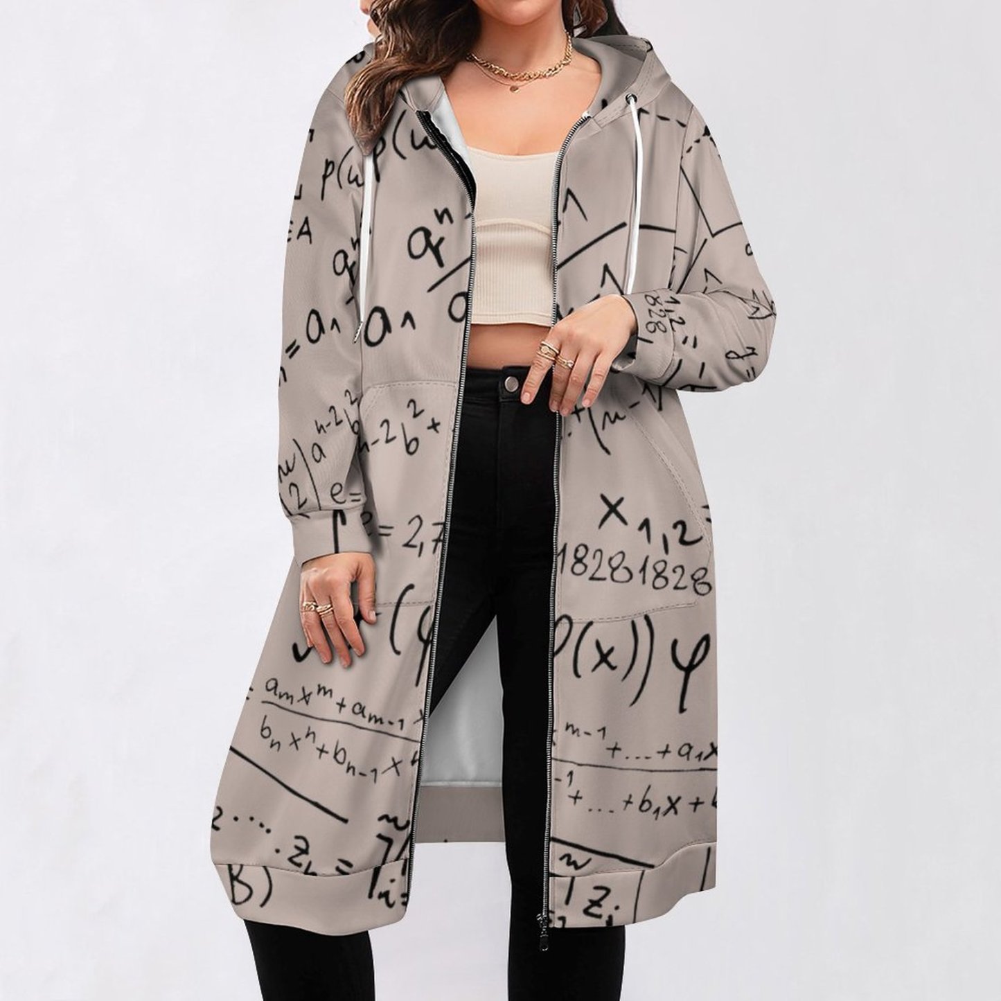 Math Geek Mathematics Problem Solving Zip Up Long Hoodie Jacket Women Tunic Sweatshirt Plus Size Open Front Cardigan Outfits