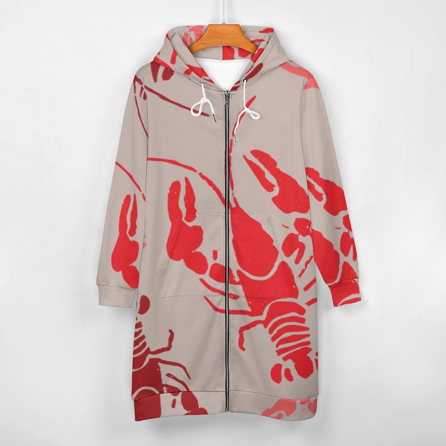 Lobster Bake Or Crawfish Boil Retro Zip Up Long Hoodie Jacket Women Tunic Sweatshirt Plus Size Open Front Cardigan Outfits