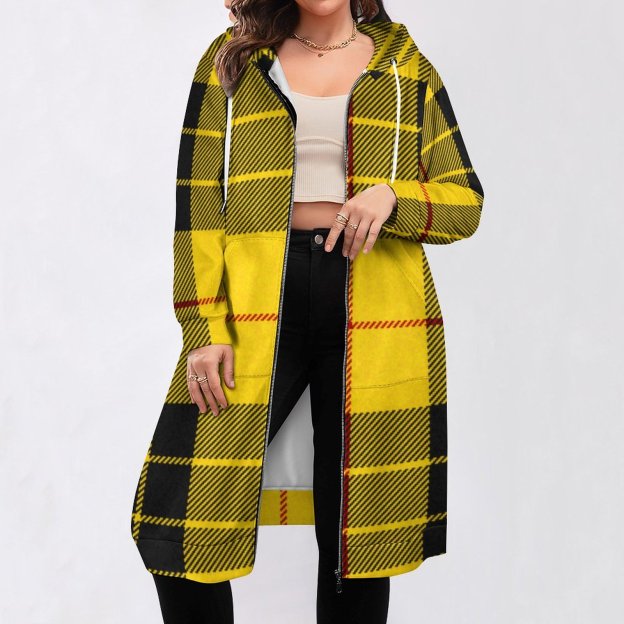 Macleod Tartan Plaid Scottish Zip Up Long Hoodie Jacket Coat Women Tunic Sweatshirt Plus Size Open Front Cardigan Outfits