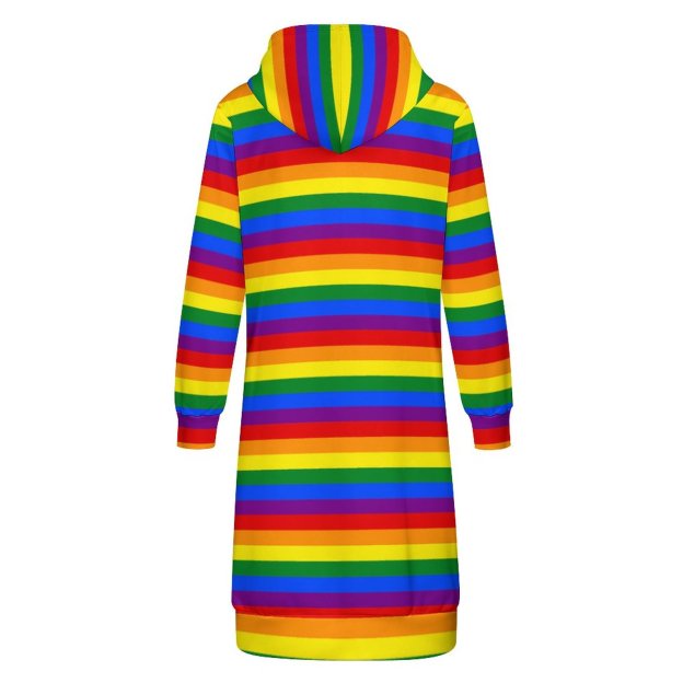 Lgbt Gay Pride Rainbow Flag Colors Stripes Zip Up Long Hoodie Jacket Women Tunic Sweatshirt Plus Size Open Front Cardigan Outfits