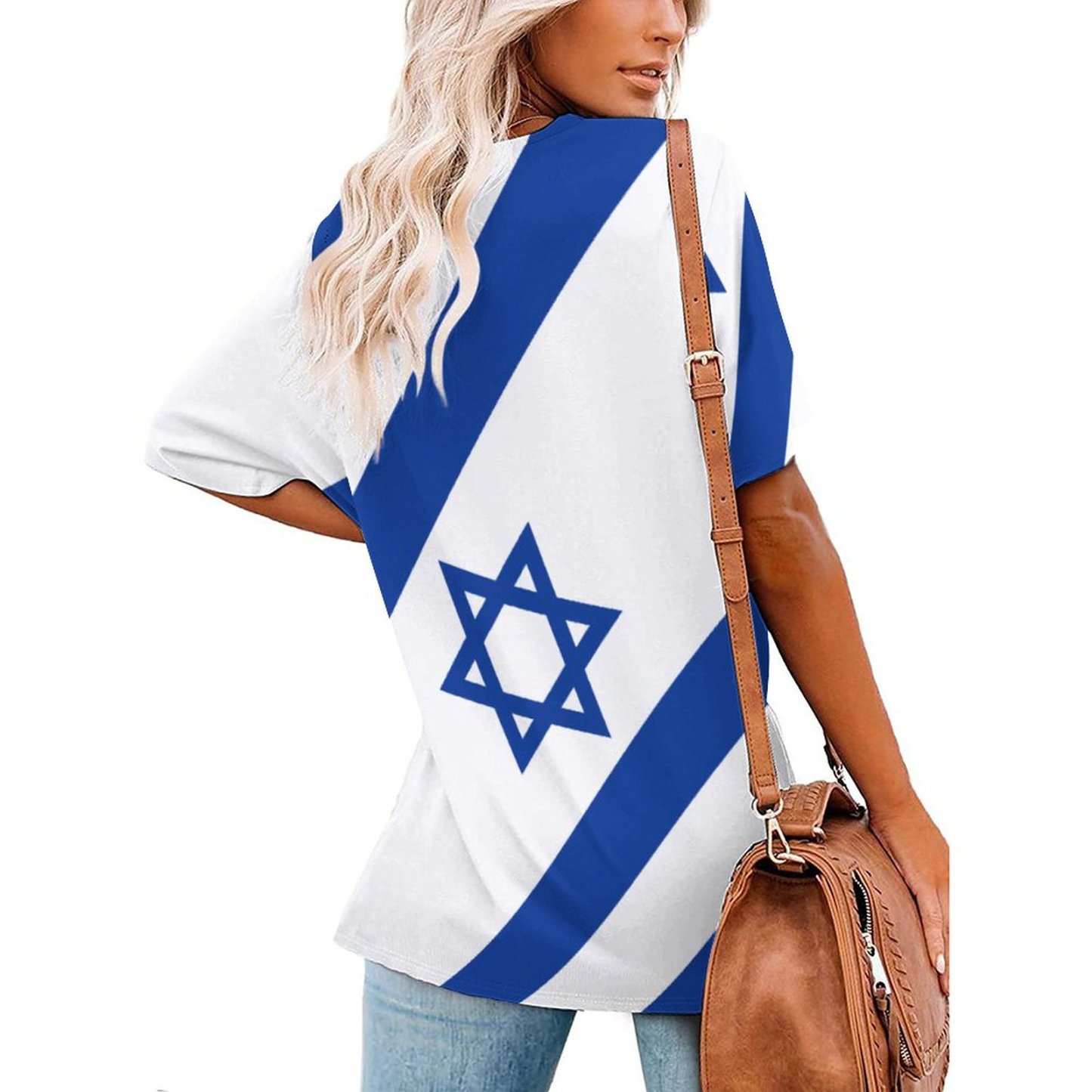 Personalized Israelian Flag Of Israel Full Print T Shirts Custom Photo Short Sleeve Loose Hippie Tunic Tops