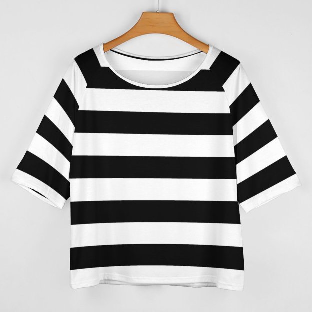 Funny Vintage Jail Stripes 3/4 Bell Sleeve T-Shirt Elbow Length Basic Tunics Tops for Women-Charlylifestyle