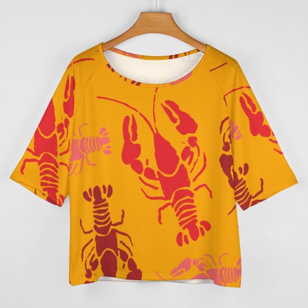 Lobster Bake Or Crawfish Boil Retro 3/4 Bell Sleeve T-Shirt Elbow Length Basic Tunics Tops for Women-Charlylifestyle