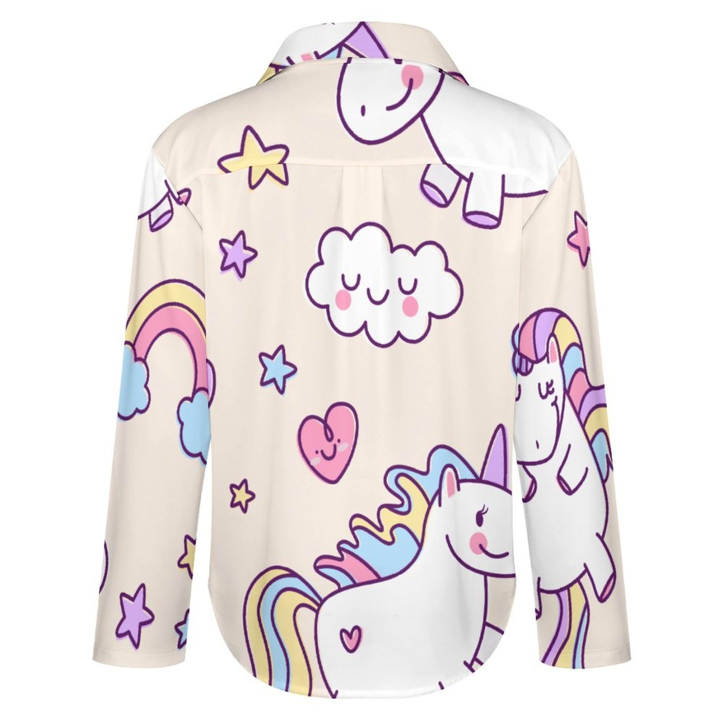 Personalized Kawaii Chubby Flying Unicorns Rainbow Button Down Shirts- Custom Unicorns Casual Shirt Blouse