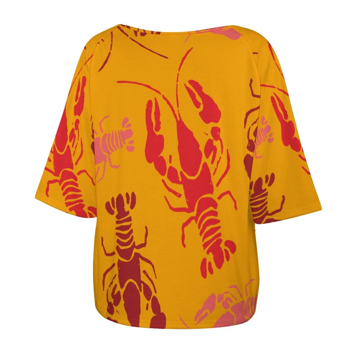 Lobster Bake Or Crawfish Boil Retro 3/4 Bell Sleeve T-Shirt Elbow Length Basic Tunics Tops for Women-Charlylifestyle