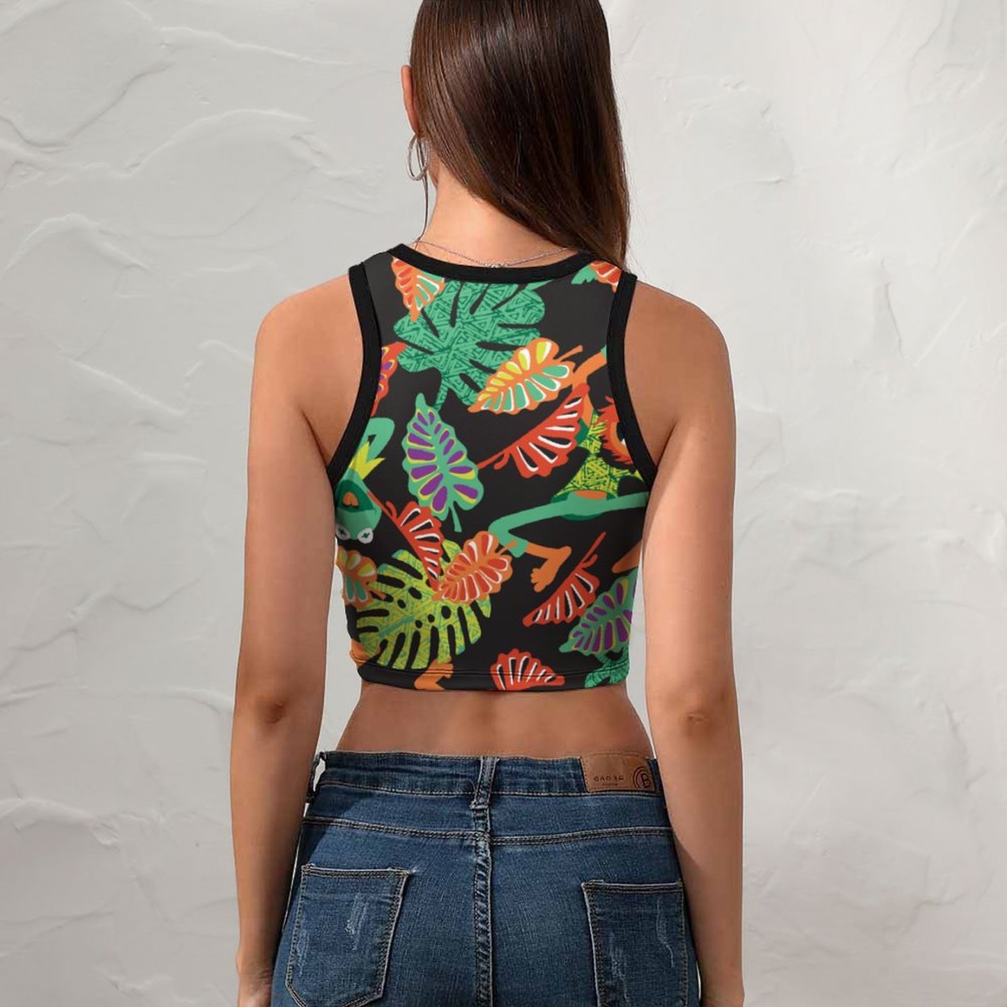 Summer Muppets Tropical Kermit Animal Women's Sexy Sleeveless Racer Back Tank Tops Halter Neck Crop Tops-Charlylifestyle