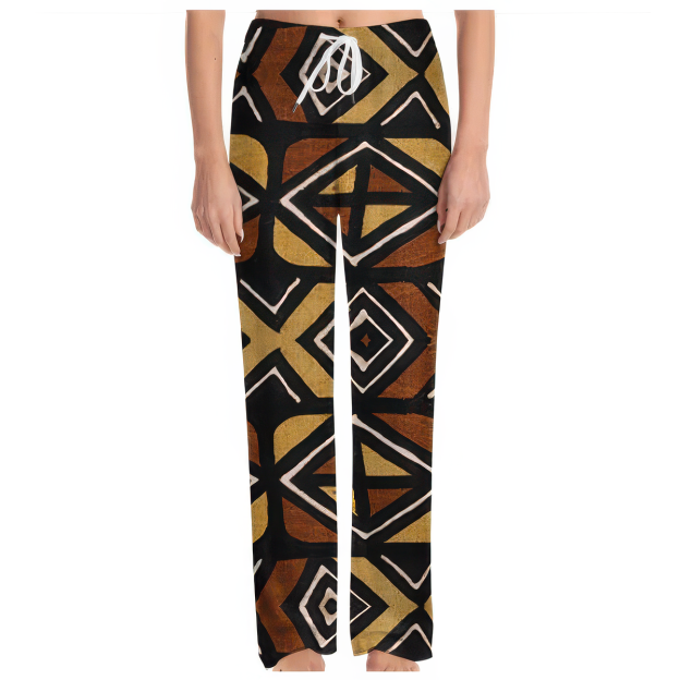 Personalized Kenyan Mud Cloth Unisex Pajamas Pants Custom Photo Kids Elastic Waist Pants