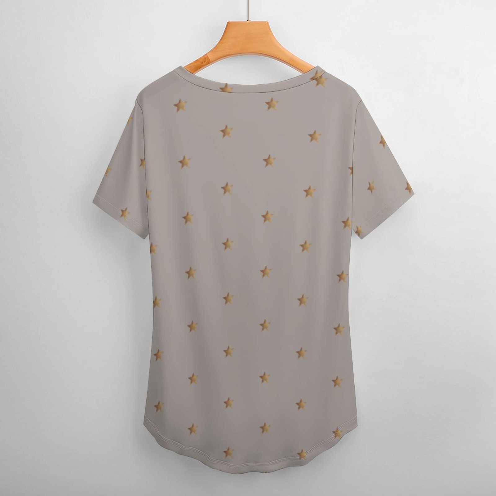 S-4XL Minimal Gold Stars Women T Shirts Basic V-Neck Tee Loose Vintage Fitting Oversize Short Sleeve Tops-Charlylifestyle