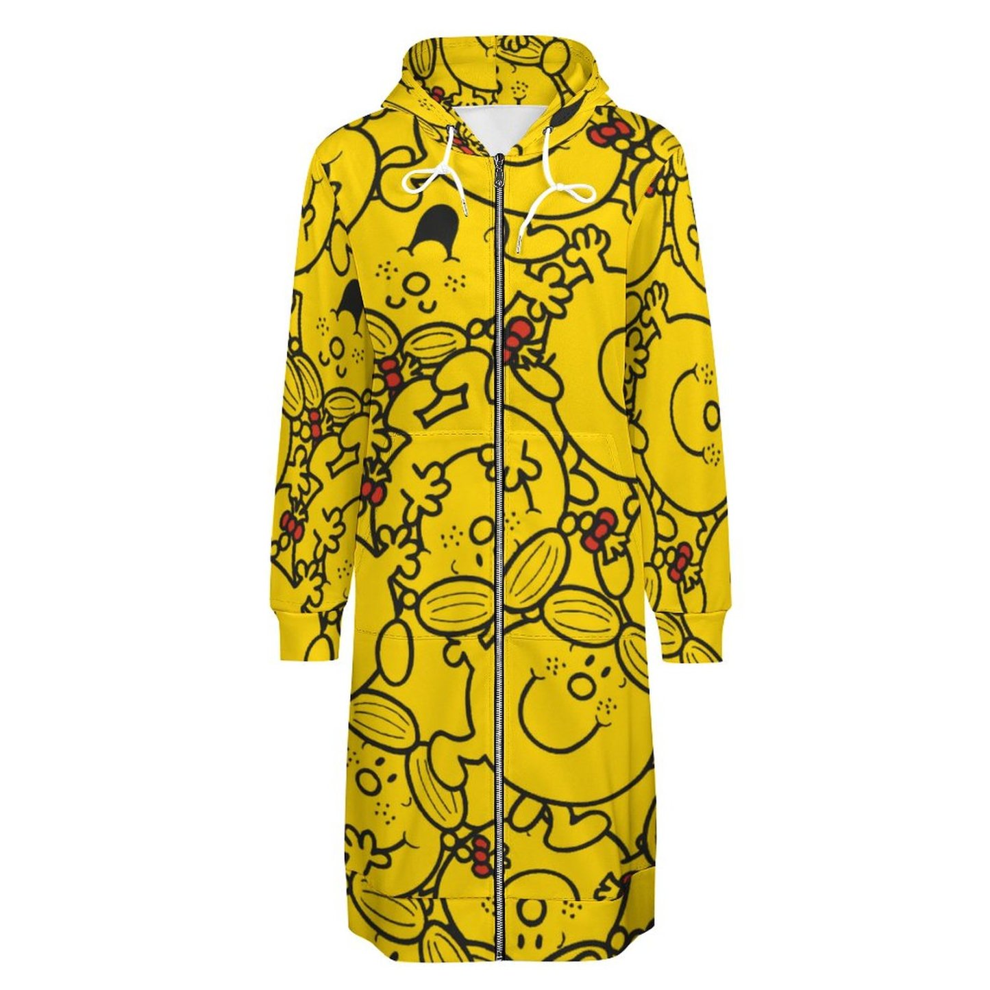 Little Miss Sunshine Fun Yellow Smiles Zip Up Long Hoodie Jacket Women Tunic Sweatshirt Plus Size Open Front Cardigan Outfits