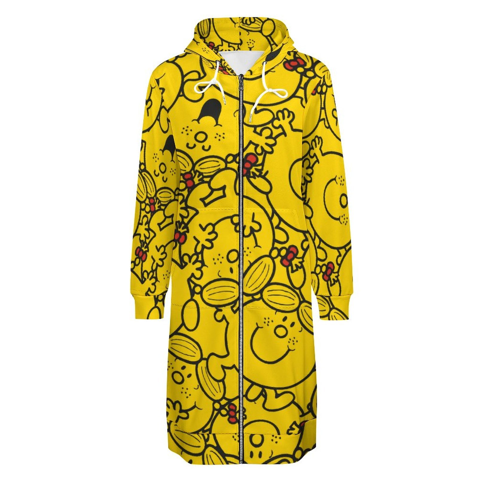 Little Miss Sunshine Fun Yellow Smiles Zip Up Long Hoodie Jacket Women Tunic Sweatshirt Plus Size Open Front Cardigan Outfits