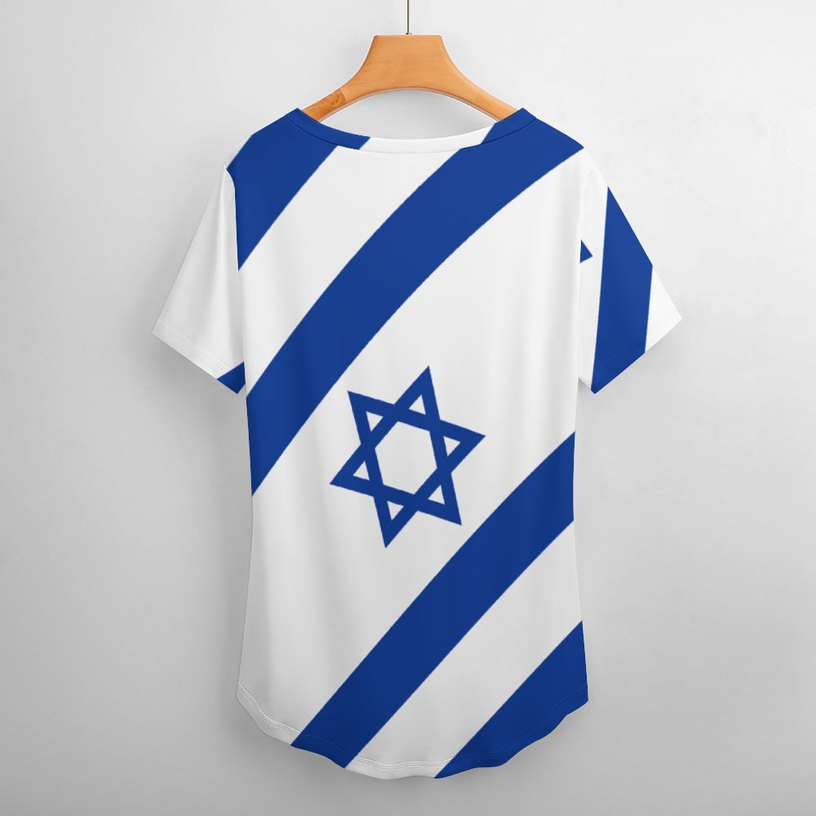 Personalized Israelian Flag Of Israel Full Print T Shirts Custom Photo Short Sleeve Loose Hippie Tunic Tops