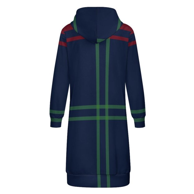 Lynch Clan Tartan Navy Blue Plaid Zip Up Long Hoodie Jacket Women Tunic Sweatshirt Plus Size Open Front Cardigan Outfits