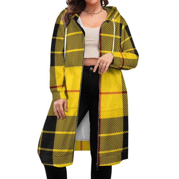 Macleod Tartan Plaid Scottish Zip Up Long Hoodie Jacket Coat Women Tunic Sweatshirt Plus Size Open Front Cardigan Outfits