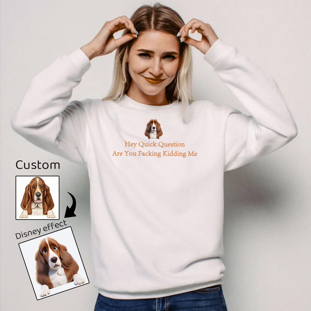 Hey Quick Question are You Kidding Me Custom All Over Print Sweatshirts Design Your Own Disney effect Photo Sweatshirts Hoodie
