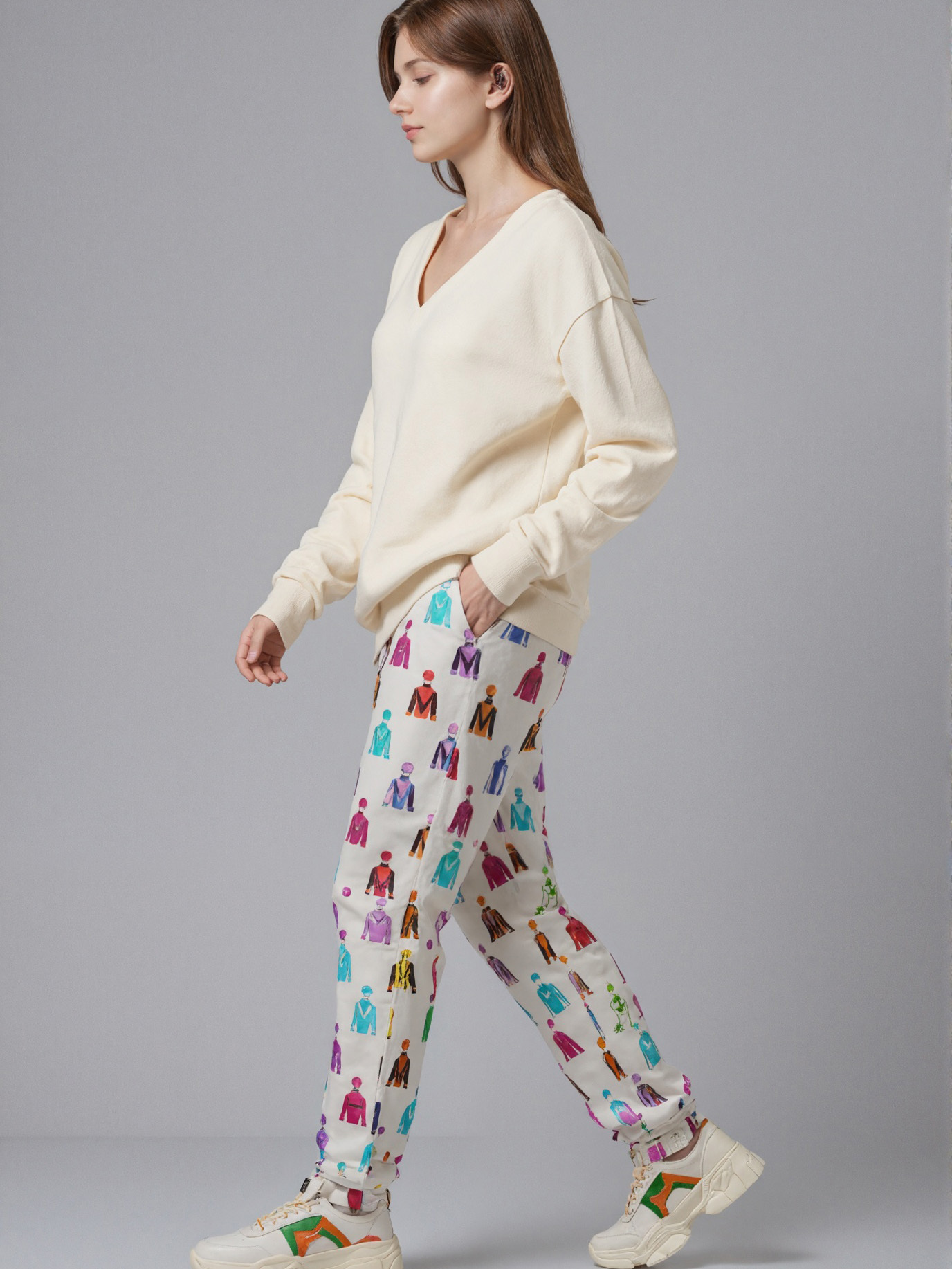 Jockey Silks Horse Rider Women Drawstring Waist Sweatpants Casual Printed Pockets tapered Joggers Pant