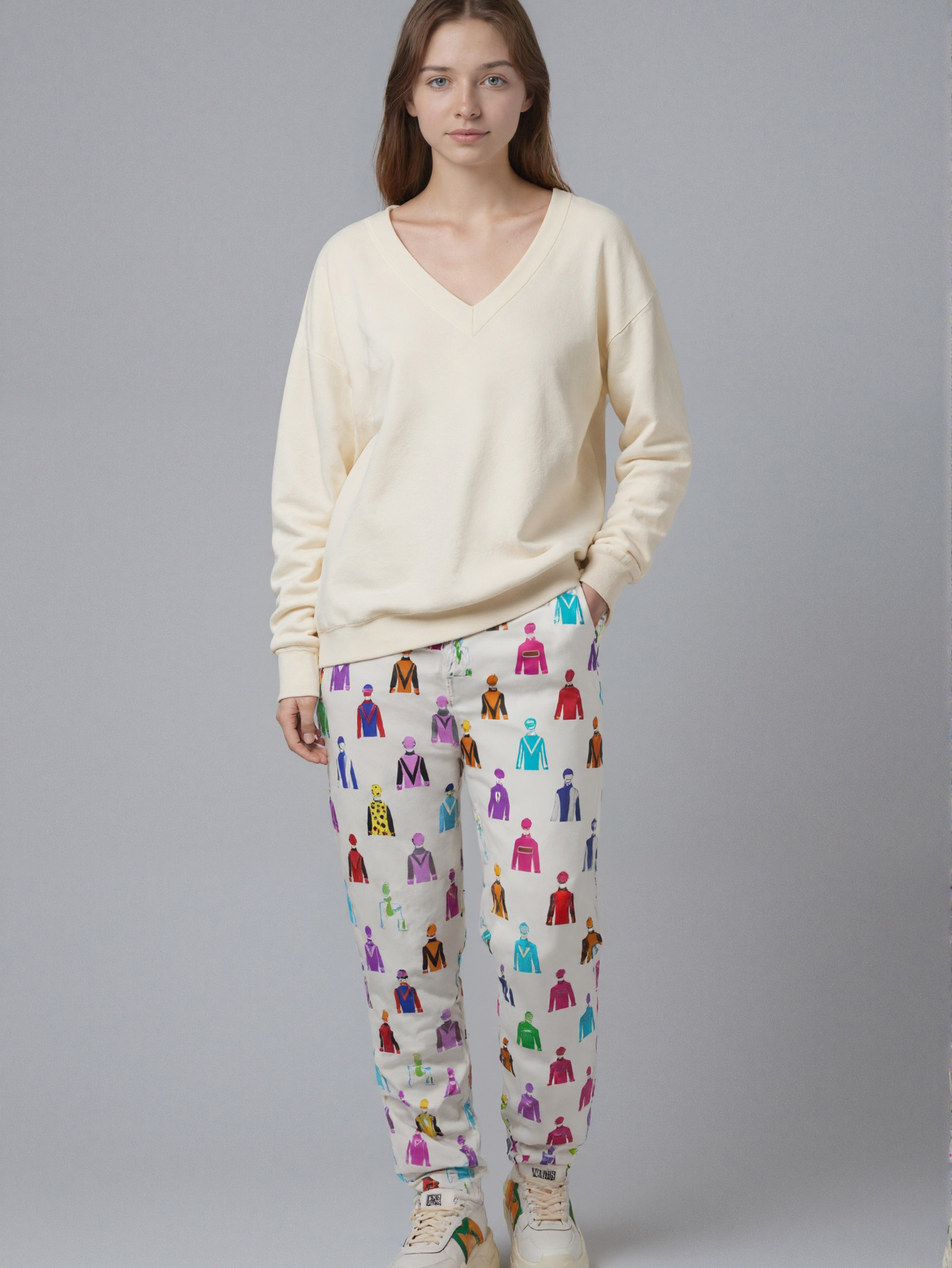 Jockey Silks Horse Rider Women Drawstring Waist Sweatpants Casual Printed Pockets tapered Joggers Pant