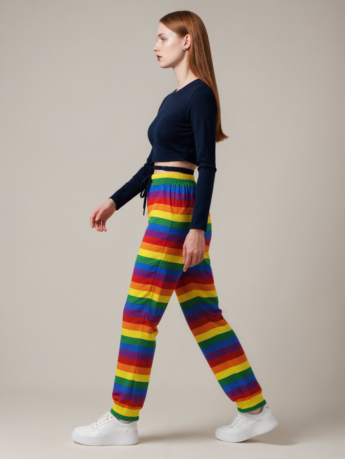Lgbt Gay Pride Rainbow Flag Colors Stripes Women Drawstring Waist Sweatpants Casual Pockets tapered Joggers Pant