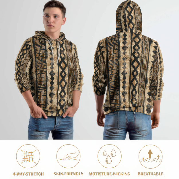 Personalized Kenyan Mud Cloth Unisex Hoodies- Custom Photo All Printed Hoodies