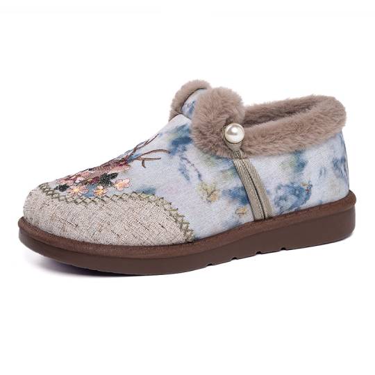Women’s Warm Floral Winter Ankle Boots – Cozy, Lightweight & Non-Slip Everyday Shoes
