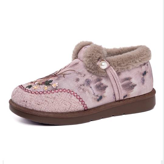 Women’s Warm Floral Winter Ankle Boots – Cozy, Lightweight & Non-Slip Everyday Shoes