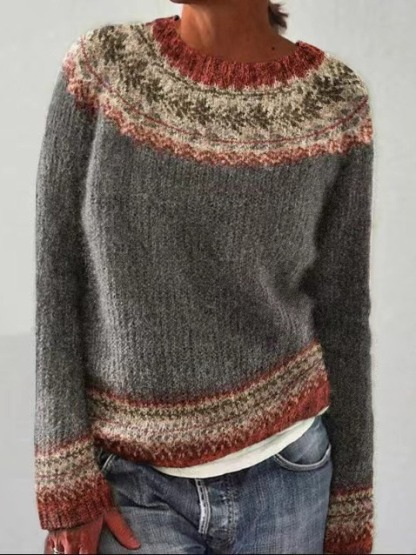 Vintage Fel Island Jacquard Button Comfy Sweater