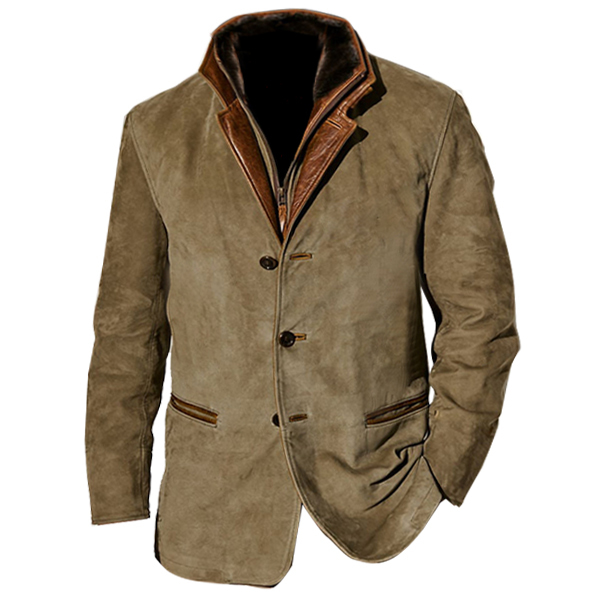Men's Jacket Vintage Fleece Suede Jackets Fall Winter Outdoor Daily Bl