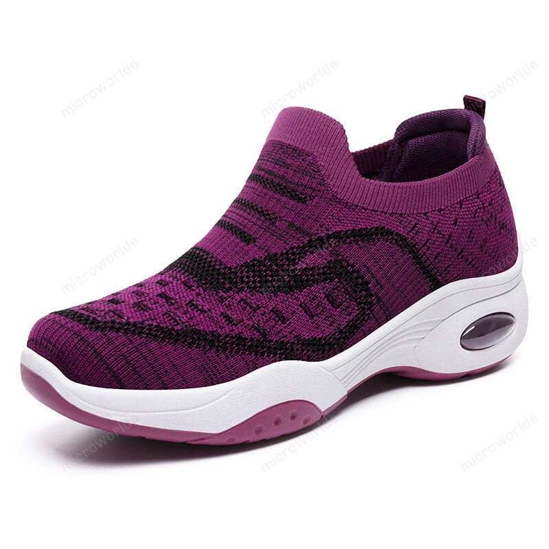 Autumn new style Women's Woven Breathable Casual Wedge Sneakers