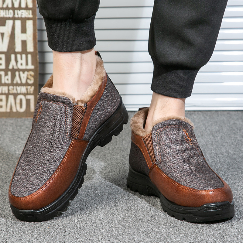 Men's Winter Fleece Waterproof Warm Non-Slip Orthopedic Shoes Snow Ankle Boots (Medical Certification)