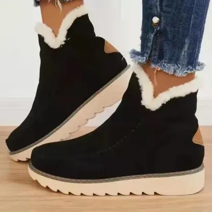 Women's Classic Non-Slip Ankle Snow Boots,Women's Cashmere Waterproof Non-Slip Ankle Snow Boot,Winter Outdoor Warm Fur Lined Slip-on Flat Boots.