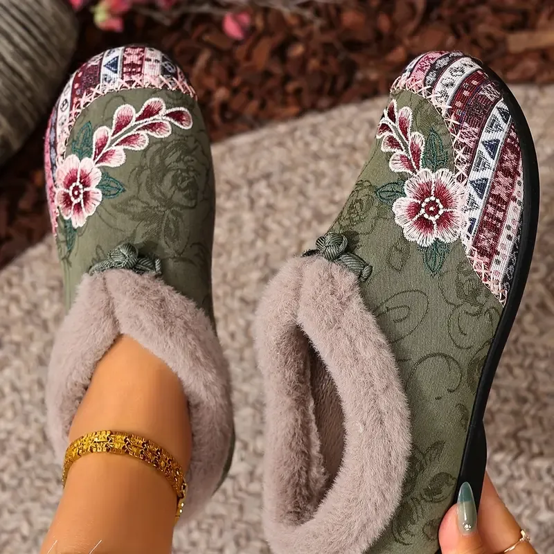 Women’s Warm Floral Winter Ankle Boots – Cozy, Lightweight & Non-Slip Everyday Shoes