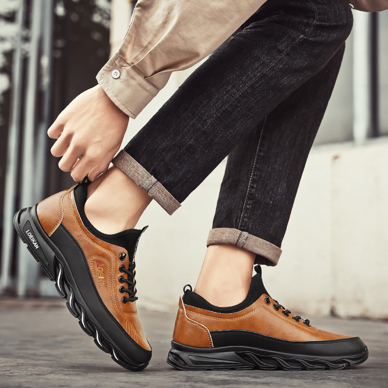 ⏰Limited Time Sale 70% OFF-Men's Casual Fashion Orthopedic Hiking Shoes – Anti-Puncture, Anti-Collision, Non-Slip Arch Support Leather Outdoor Sports Shoes for All-Terrain Performance