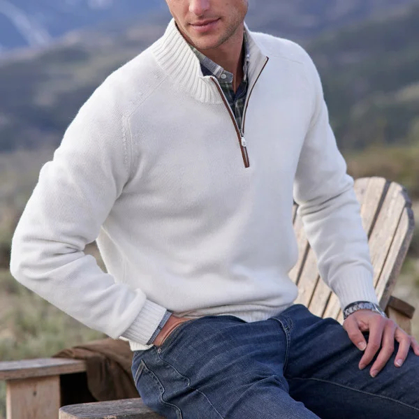 Men's Winter Casual Cashmere Zipper Basic Sweater