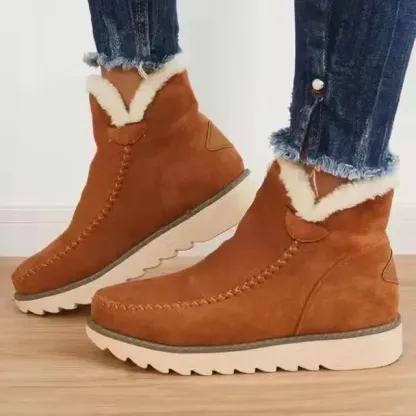 Women's Classic Non-Slip Ankle Snow Boots,Women's Cashmere Waterproof Non-Slip Ankle Snow Boot,Winter Outdoor Warm Fur Lined Slip-on Flat Boots.