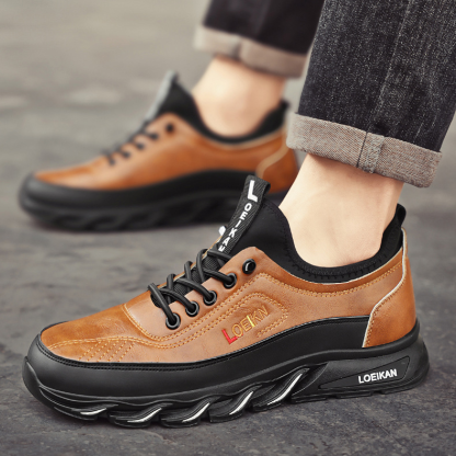 ⏰Limited Time Sale 70% OFF-Men's Casual Fashion Orthopedic Hiking Shoes – Anti-Puncture, Anti-Collision, Non-Slip Arch Support  Leather Outdoor Sports Shoes for All-Terrain Performance