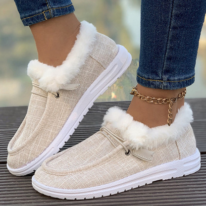 Orthoture's Winter Round-Toe Flats,Breathable Orthopedic Slip On Walking Shoes.