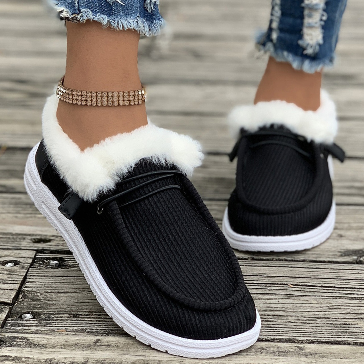 Orthoture's Winter Round-Toe Flats,Breathable Orthopedic Slip On Walking Shoes.