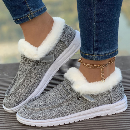 Orthoture's Winter Round-Toe Flats,Breathable Orthopedic Slip On Walking Shoes.