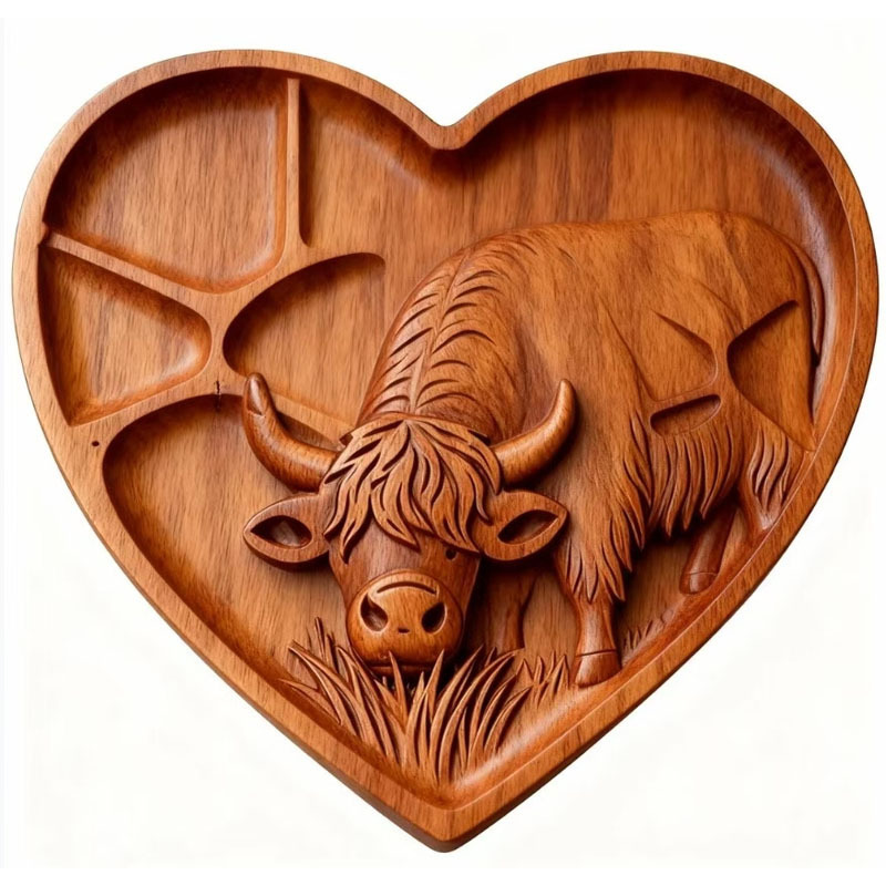 🐮 Highland Cow Wooden Charcuterie Board