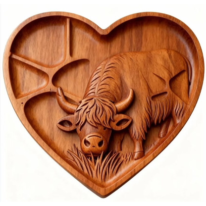 🐮 Highland Cow Wooden Charcuterie Board