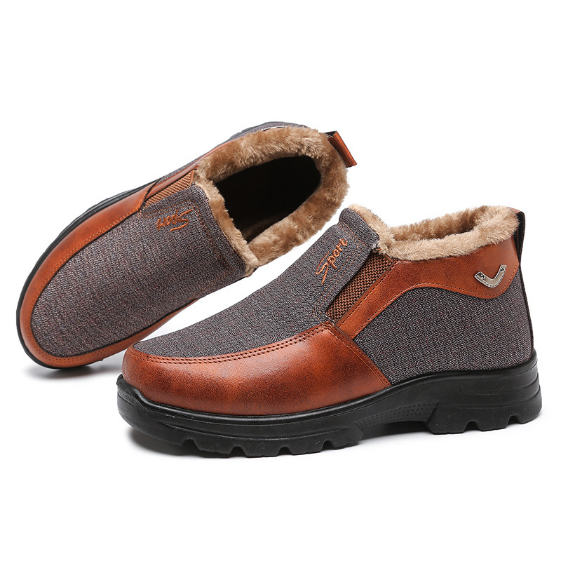 Men's Winter Fleece Waterproof Warm Non-Slip Orthopedic Shoes Snow Ankle Boots (Medical Certification)