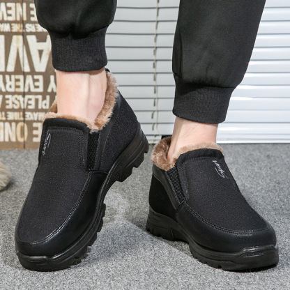 Men's Winter Fleece Waterproof Warm Non-Slip Orthopedic Shoes Snow Ankle Boots (Medical Certification)
