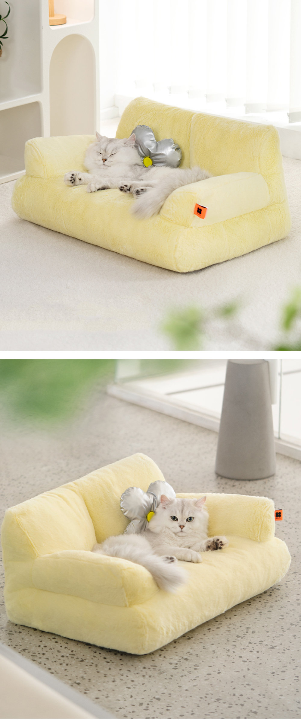 Sofa Shaped Cat Bed - Plush - Pink - Yellow - 4 Colors Great For Your Pets