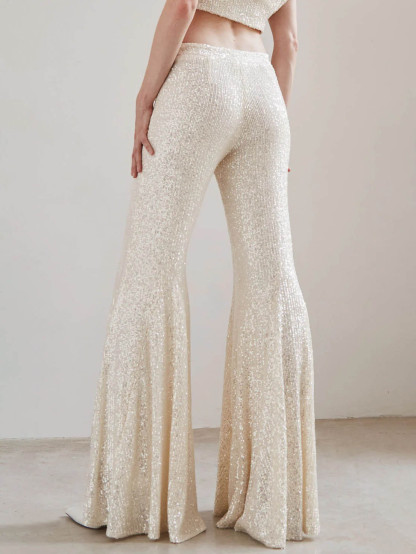 Elegant Sequined Flared Pants