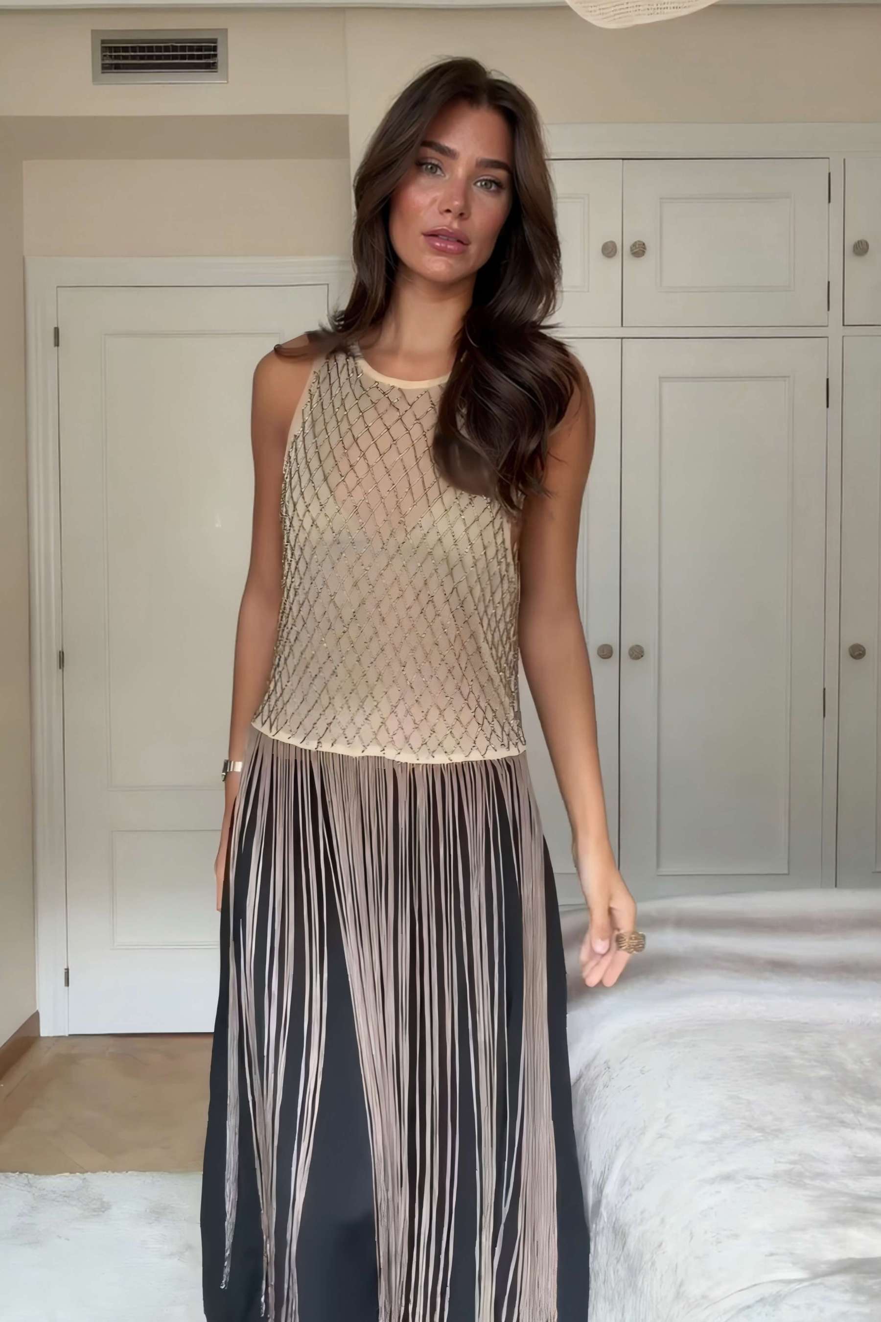 Fashionable Asymmetrical Elastic Waist Wide-Leg Pants