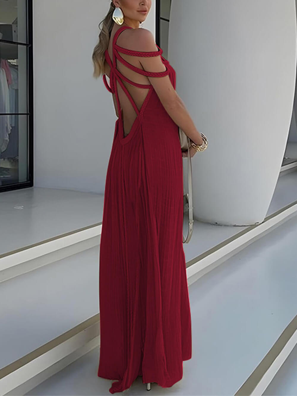 Draped Braids Cover Up Maxi Dress