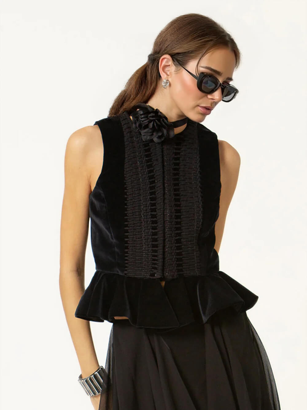 Retro Fashion Ruffled Sleeveless Vest